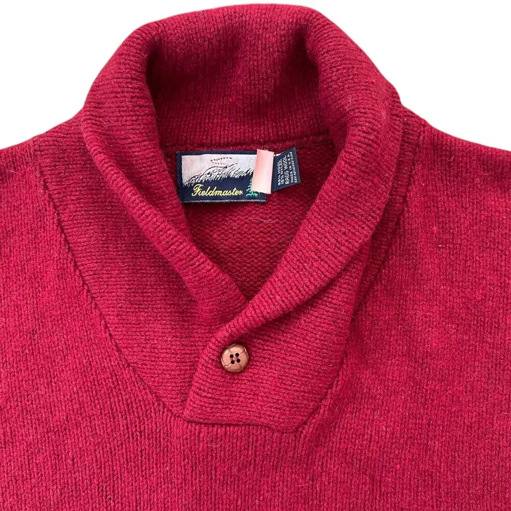 Vintage 70s 80s Fieldmaster Wool Men's L Tall Men's Grandpa Sweater Red Gorpcore